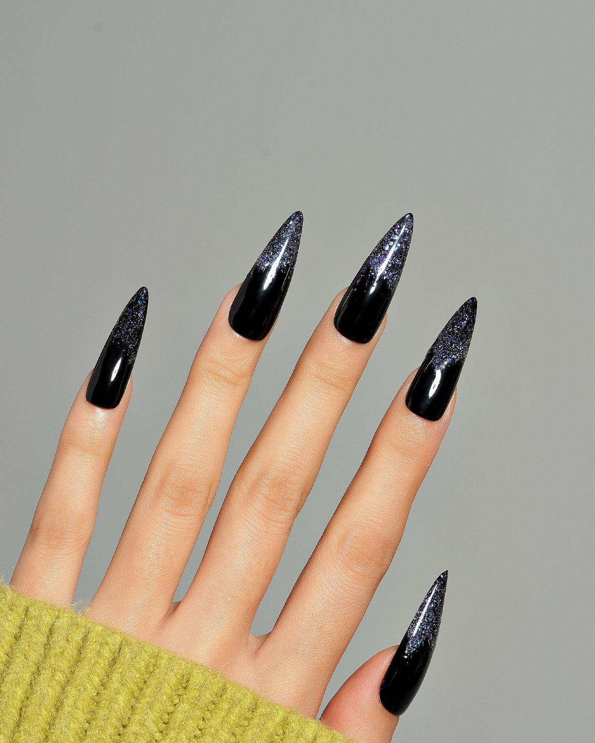 KOSBLING nail studio — Onyx Glitz / Long Stiletto