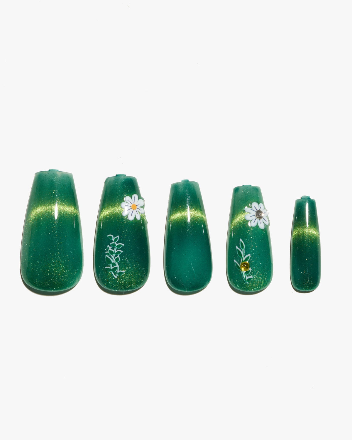 KOSBLING nail studio — Cat Eye / Emerald Meadow / Medium Long Coffin