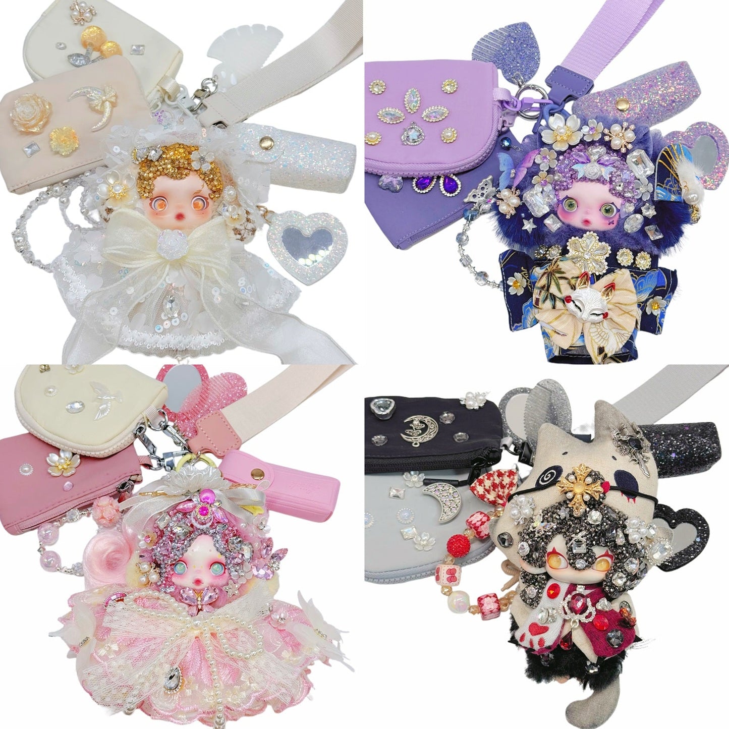 Handmade Wrislet Wallet with Diamond Plush Doll