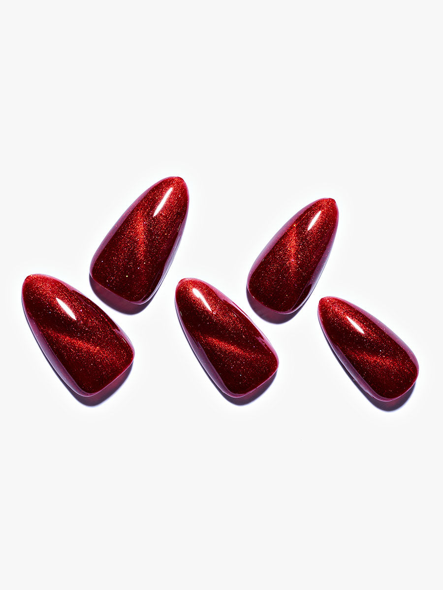 KOSBLING nail studio — Cat Eye / Maroon / almond