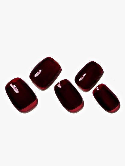 KOSBLING nail studio — Dark Red / Short Square