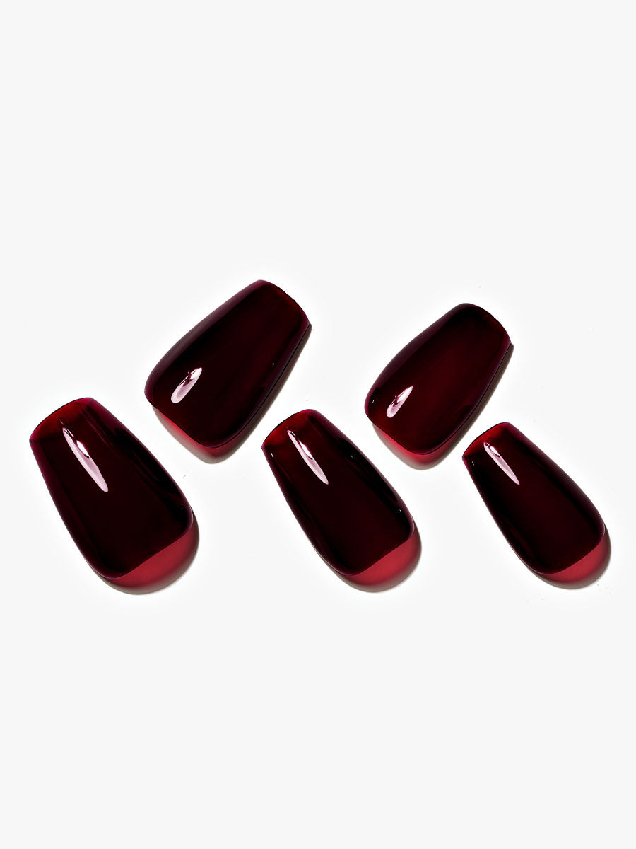KOSBLING nail studio — Dark Red / Short Coffin