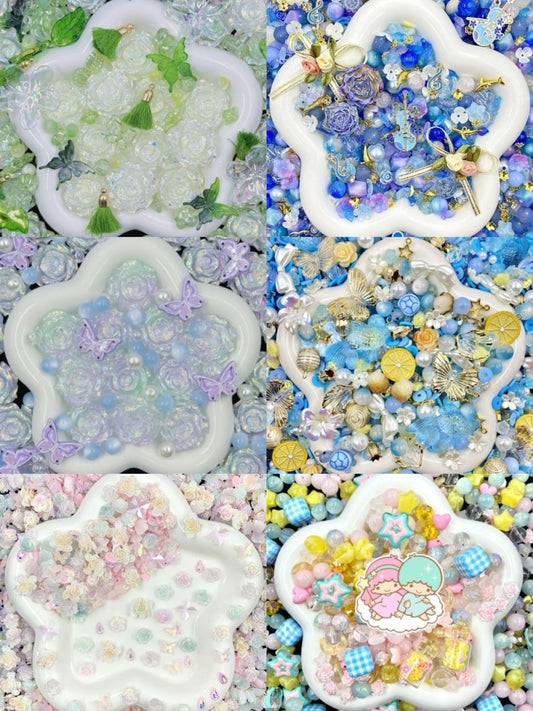 ブレスレットビーズセット - キキ＆ララの星空＆ソルティーレモン＆くちなしの香り＆銀河の羽ばたき＆海辺のシンフォニー＆夢幻の油絵 - Kosbling - beads