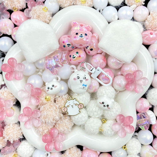 【特典ー今日限定】かわちいかわ‐チイカワのビーズ、くまちゃんのビーズ、二種類の布のビーズ、桜&星のビーズ - kosbling - beads