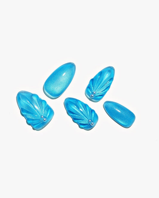 Cat Eye / Blue Hex — Handmade Nails - kosbling-kb-design-reference