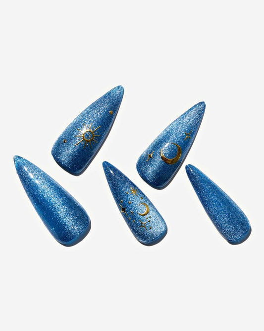 Cat Eye / Moonstone Magic / Long Stiletto — Handmade Nails - kosbling-kb-design-reference