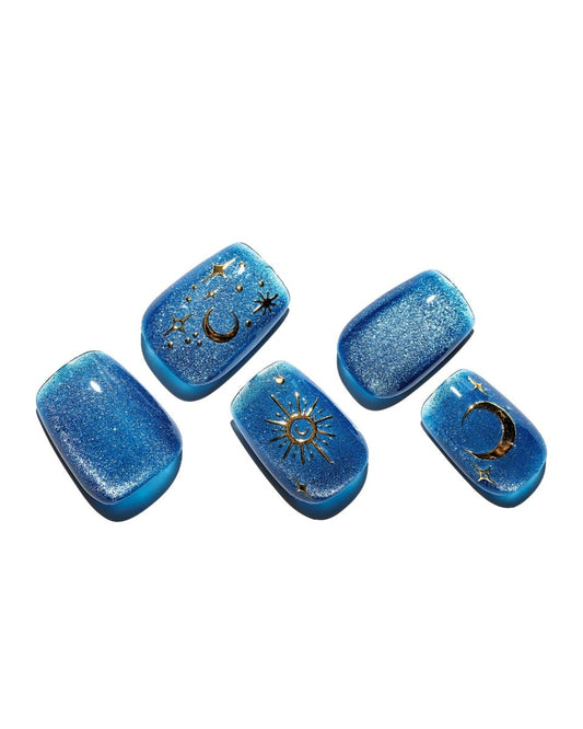 Cat Eye / Moonstone Magic / Short Square — Handmade Nails - kosbling-kb-design-reference