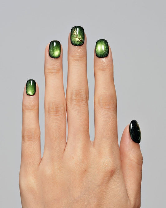 Cat Eye / Mystic Thicket — Handmade Nails - kosbling-kb-design-reference