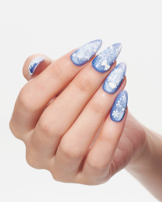 Cat Eye / Snowy Sparkle — Handmade Nails - kosbling-kb-design-reference