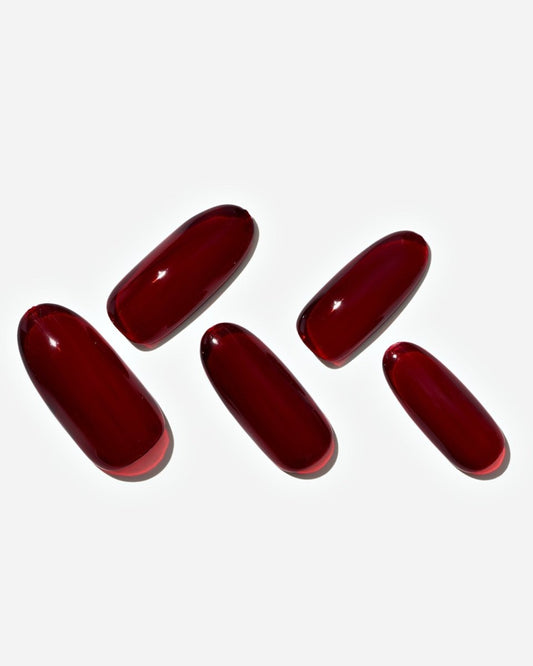 Dark Red / Long Round — Handmade Nails - kosbling-kb-design-reference