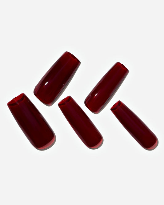 Dark Red / Long Square — Handmade Nails - kosbling-kb-design-reference