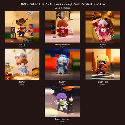 DIMOO-WORLD × PIXAR Series - Vinyl Plush Pendant Blind Box - kosbling-ip-dimoo