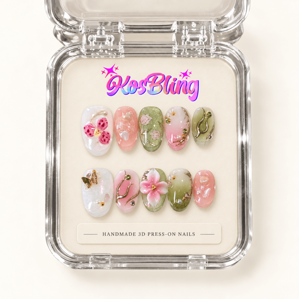 First Bloom — Handmade 3D Press-On Nails - kosbling-kb-handmade-3d-nails
