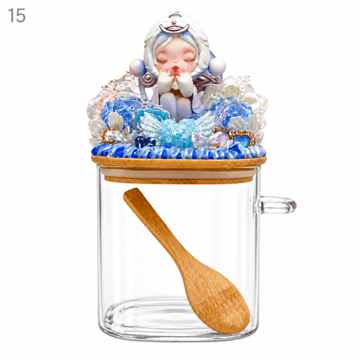 Hand-Decorated Glass Storage Jar - kosbling-ready-to-ship