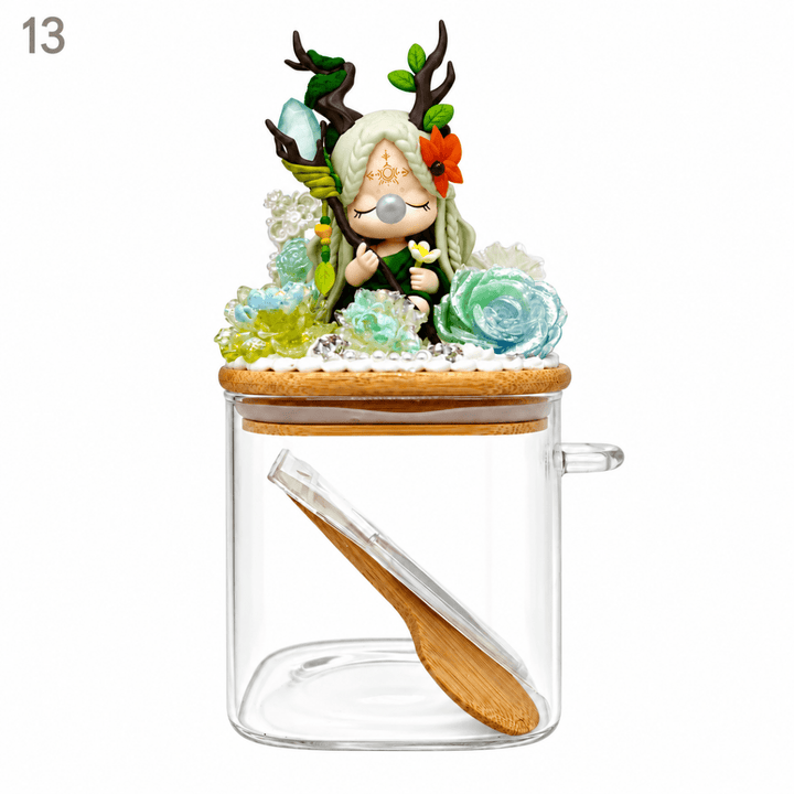 Hand-Decorated Glass Storage Jar - kosbling-ready-to-ship