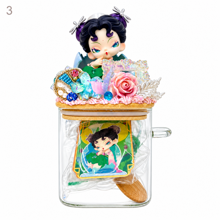 Hand-Decorated Glass Storage Jar - kosbling-ready-to-ship