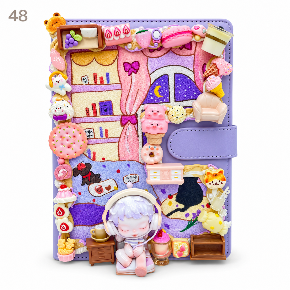 Hand-Painted Notebook with 3D Figures - kosbling-ready-to-ship