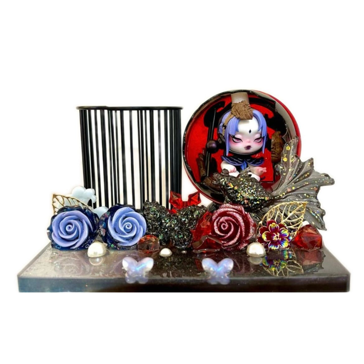 Handmade Resin Stand with Doll Brush Holder & Phone Stand Feature Blind Bag - kosbling-ready-to-ship