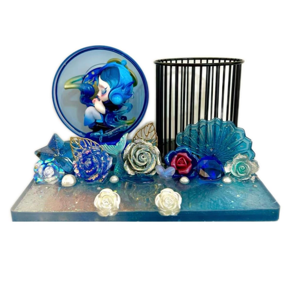 Handmade Resin Stand with Doll Brush Holder & Phone Stand Feature Blind Bag - kosbling-ready-to-ship