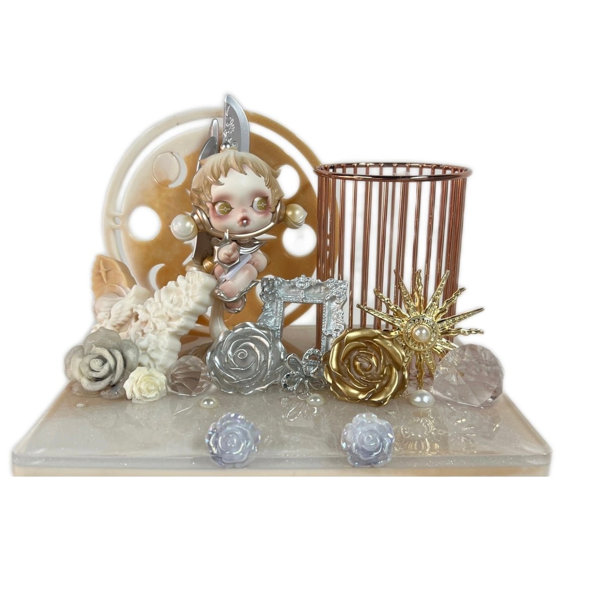 Handmade Resin Stand with Doll Brush Holder & Phone Stand Feature Blind Bag - kosbling-ready-to-ship