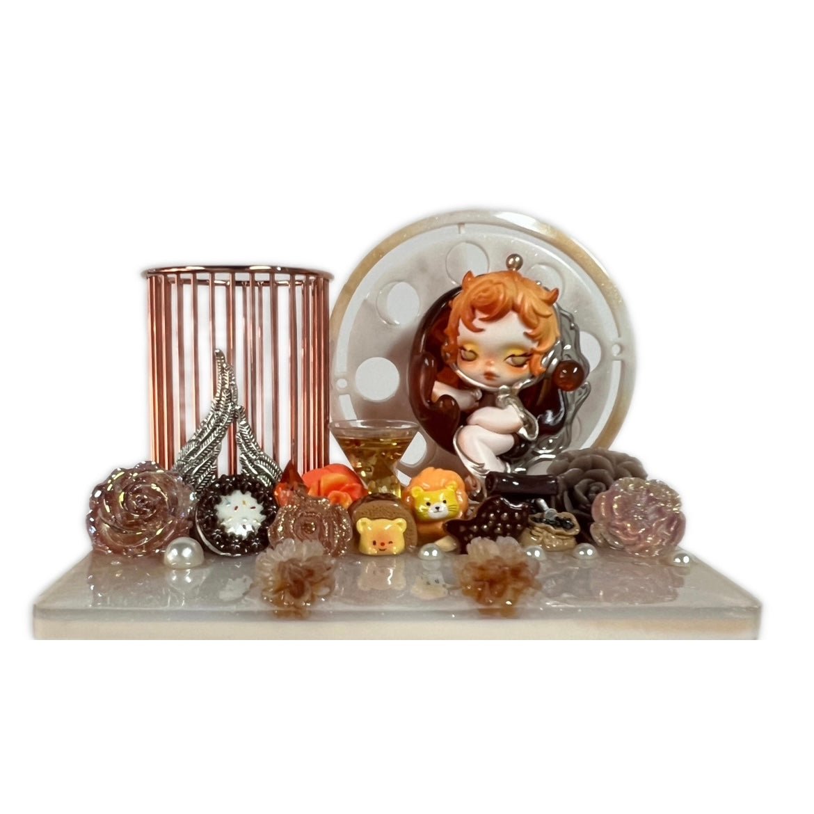 Handmade Resin Stand with Doll Brush Holder & Phone Stand Feature Blind Bag - kosbling-ready-to-ship
