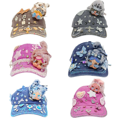 Handmade Rhinestone Crybaby Baseball Cap With Diamond - kosbling-ready-to-ship