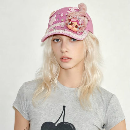 Handmade Rhinestone Crybaby Baseball Cap With Diamond - kosbling-ready-to-ship