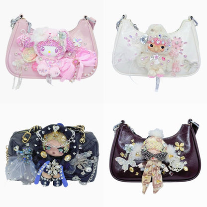 Handmade Small Handbag Diamond Glitter Rhinestone Soft Vinyl Doll - kosbling-ready-to-ship