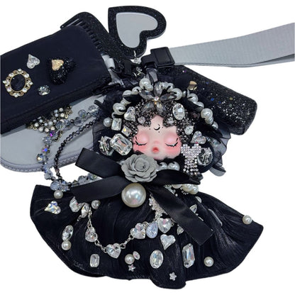 Handmade Wrislet Wallet with Diamond Plush Doll - kosbling-ready-to-ship