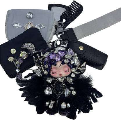 Handmade Wrislet Wallet with Diamond Plush Doll - kosbling-ready-to-ship