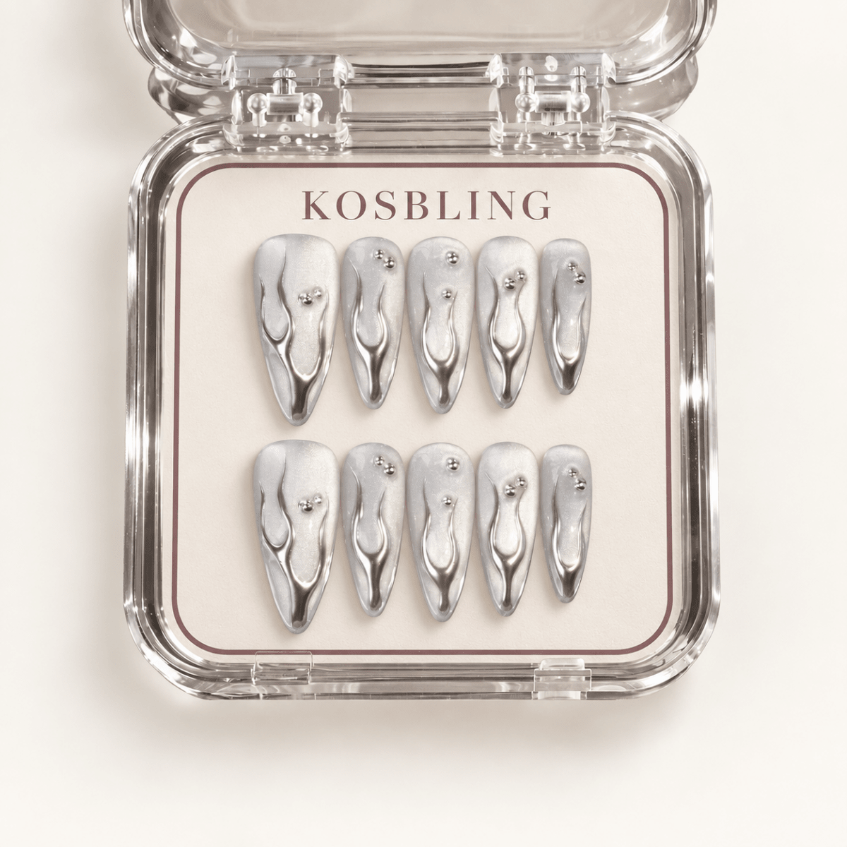Mercury — Handmade 3D Press-On Nails - kosbling-kb-handmade-3d-nails