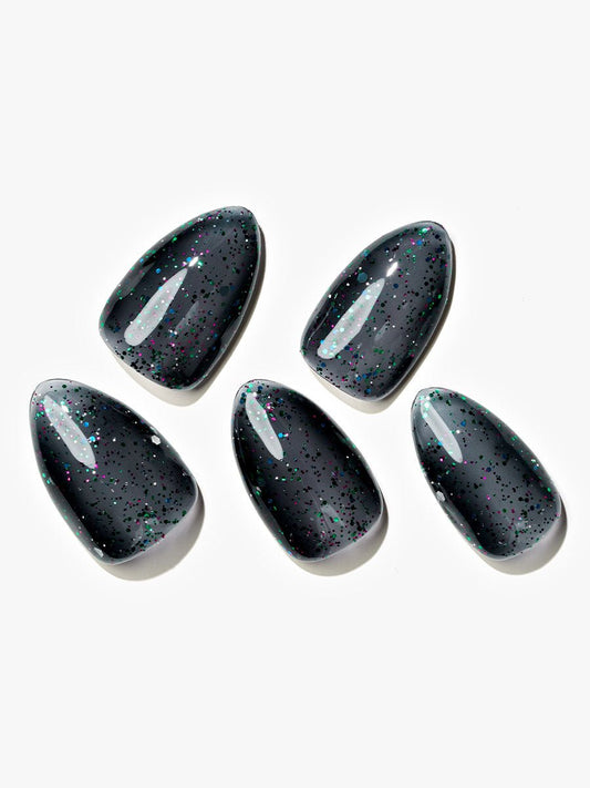 Star Night Sky / Short Almond — Handmade Nails - kosbling-kb-design-reference