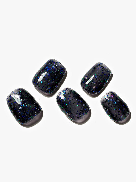 Star Night Sky / Short Square — Handmade Nails - kosbling-kb-design-reference
