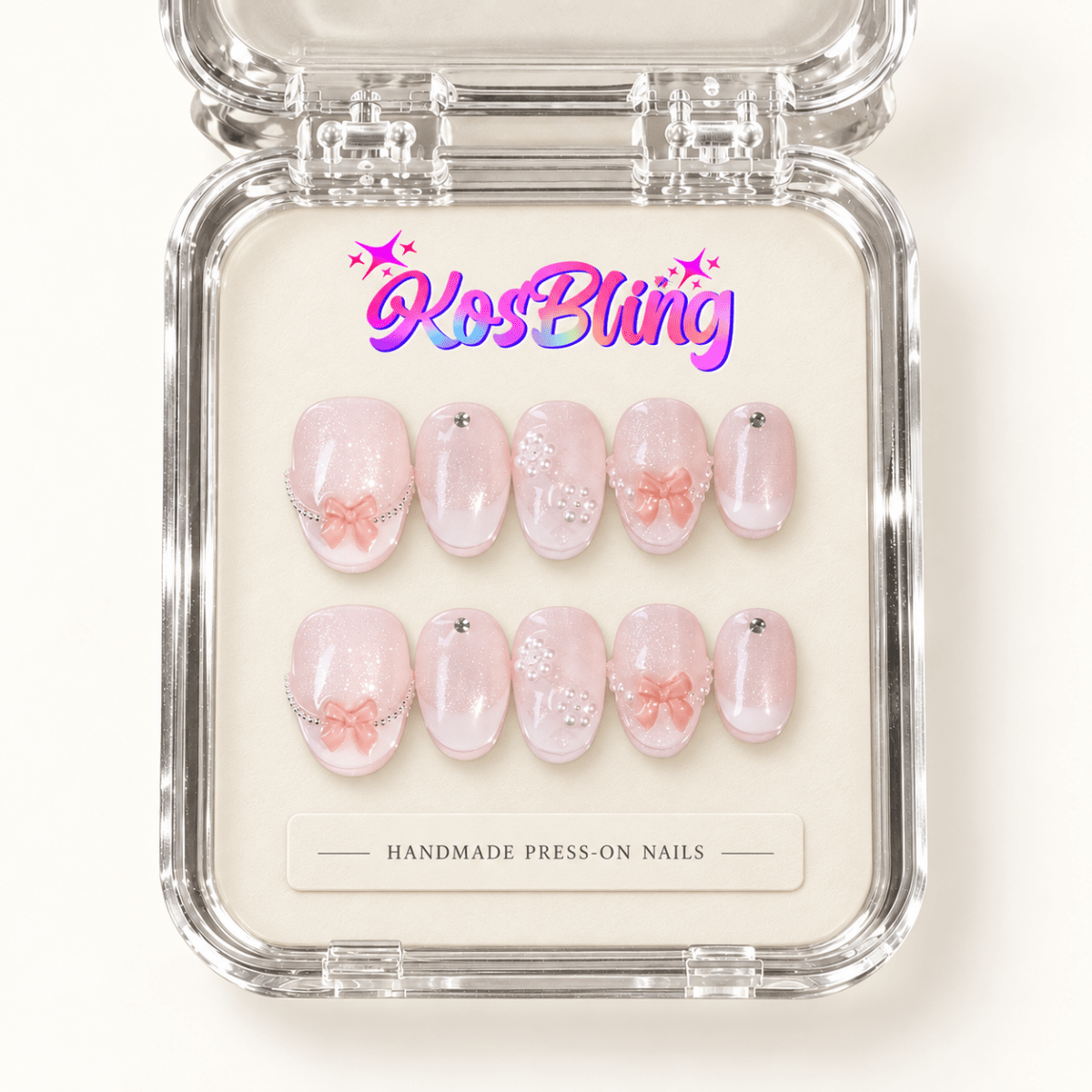 Sweet Innocence — Handmade 3D Press-On Nails - kosbling-kb-handmade-3d-nails