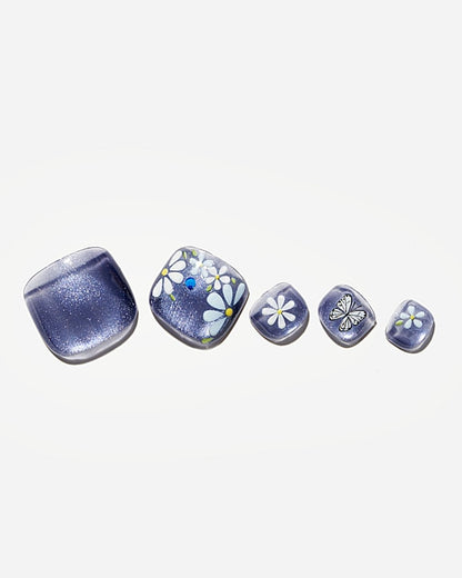 Toe Nail / Cat Eye / Azure Velvet — Handmade Nails - kosbling-kb-design-reference