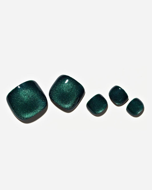 Toe Nail / Cat Eye / Emerald — Handmade Nails - kosbling-kb-design-reference