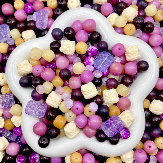 very berry‐ 5種類の菩提ビーズ＆獅子頭パーツ＆クラックビーズ - Kosbling - beads