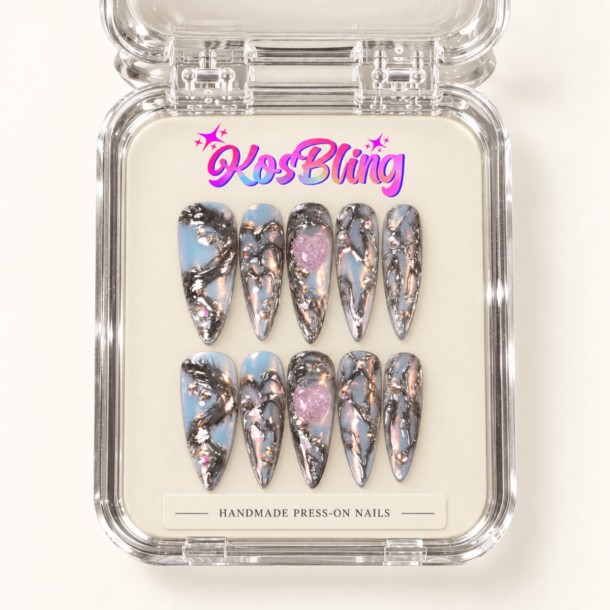 Year 3000 — Handmade 3D Press-On Nails - kosbling-kb-handmade-3d-nails