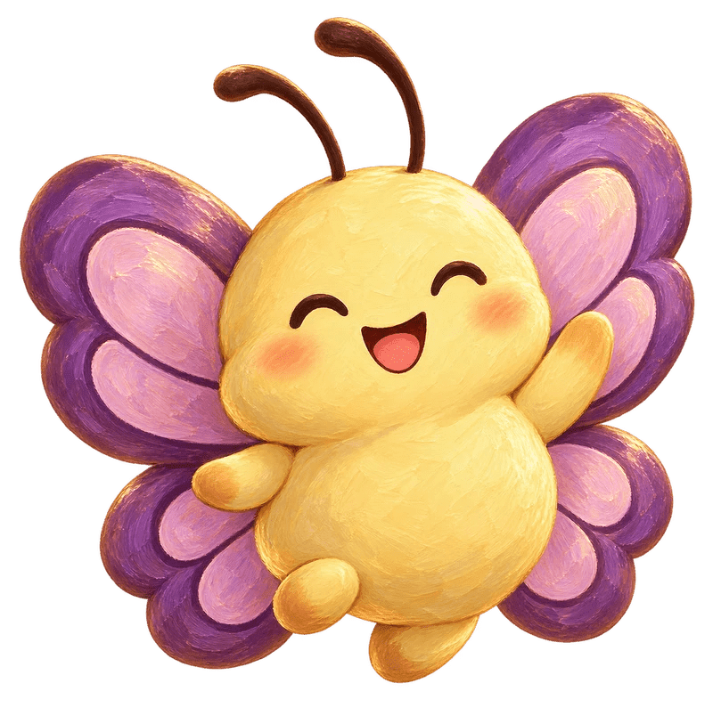 KOSBLING’s chubby yellow butterfly with purple wings